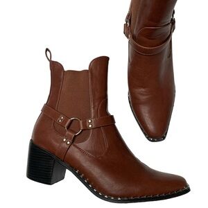 Chase + Chloe Rebel Studded Harness Cowboy Boots